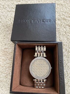Michael Kors Silver Crystal-Trim Ladies Bracelet Watch
